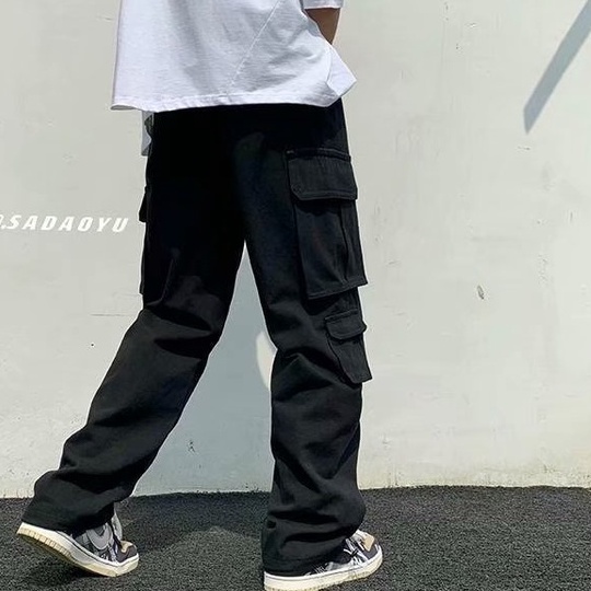 Quần Dài Thể Thao Ống Rộng quần ống suông Màu Trơn quần túi hộp nam Đơn Giản quần túi hộp nữ Thời Trang Dành quần nam