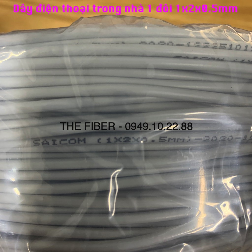Dây điện thoại 1 đôi trong nhà, dạng dẹt, lõi đồng 1x2x0.4mm (Cuộn 100M)