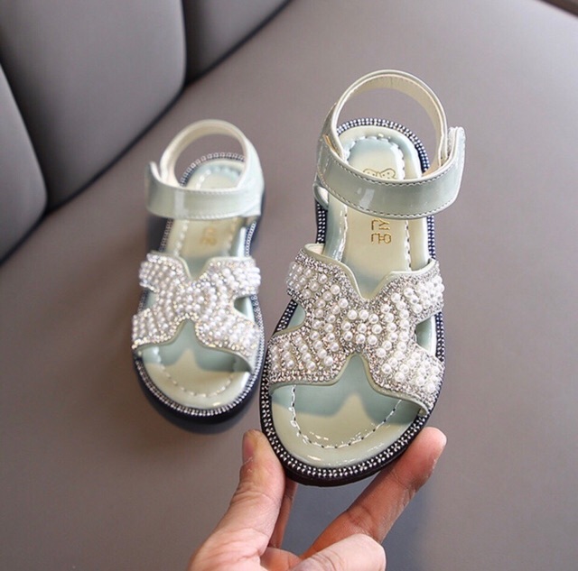 Sandal chữ H đính hột đế đen size 26-36