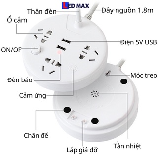 Đèn đọc sách đầu giường, đèn ngủ để đầu giường 4 trong 1 tiện lợi đa năng với 3 chế độ sáng