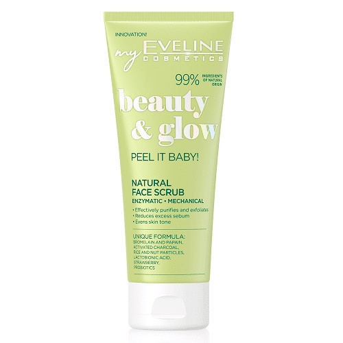 Tẩy da chết Eveline Beauty &amp; Glow làm sáng da với hạt massage và Enzyme tự nhiên 75ML