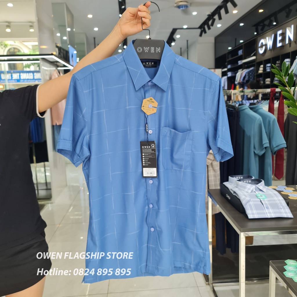 OWEN  Áo Sơ mi nam cộc tay dáng REGULAR sợi Tre - Mã  AR220088NT