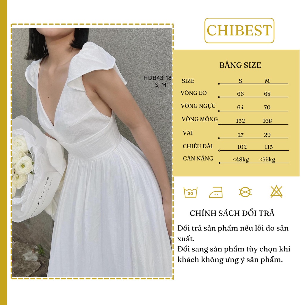 Đầm maxi đi biển cổ V tay cánh tiên hở lưng sau siêu xinh CHIBEST HDB43