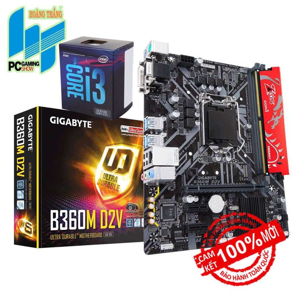 Combo Main Giga B360 / I3 8100 / Kingmax 4-8GB Zeus Dragon