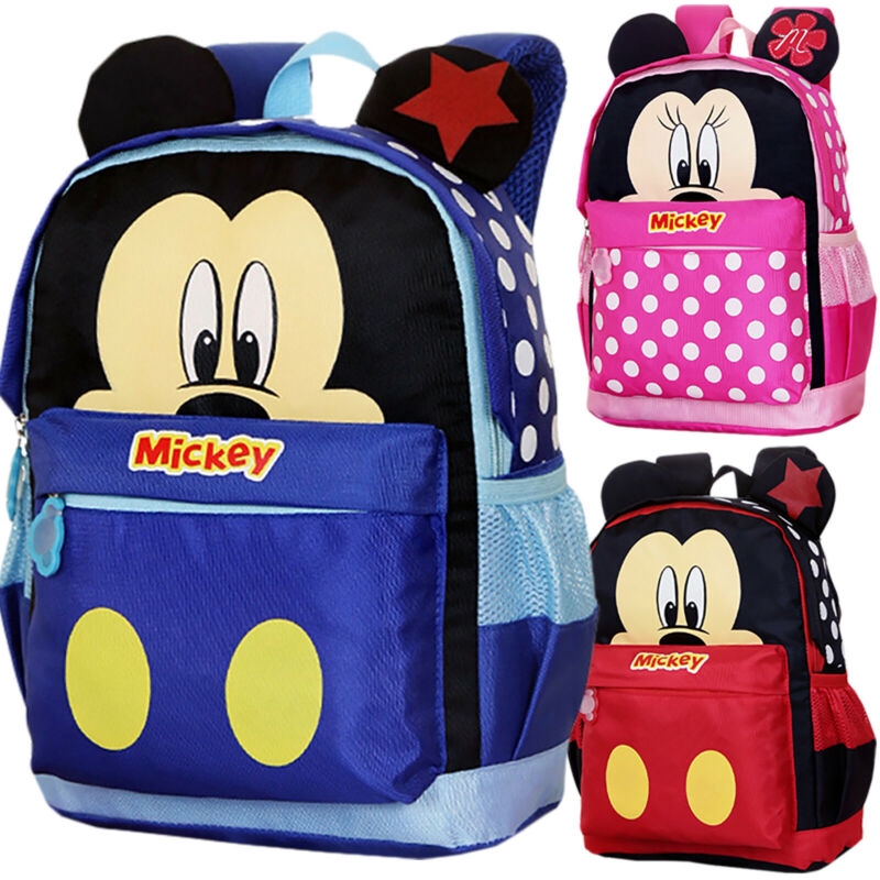 Mickey School Bag for Kids Boys Girls Cartoon Book Zipper High Capacity