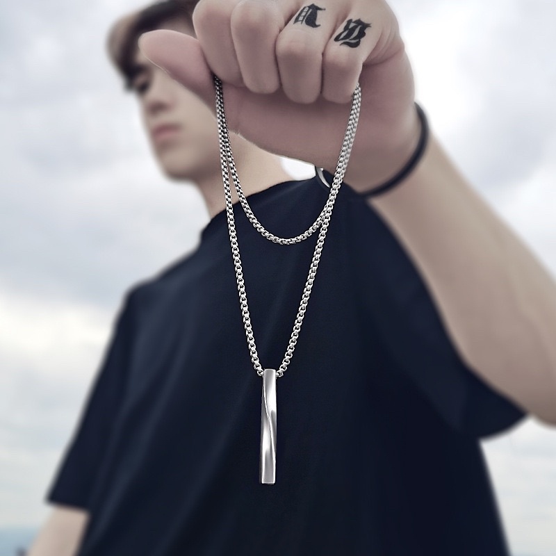 Dây chuyền unisex, vòng cổ unisex hình thanh trụ basic phong cách đơn giản cho nam nữ