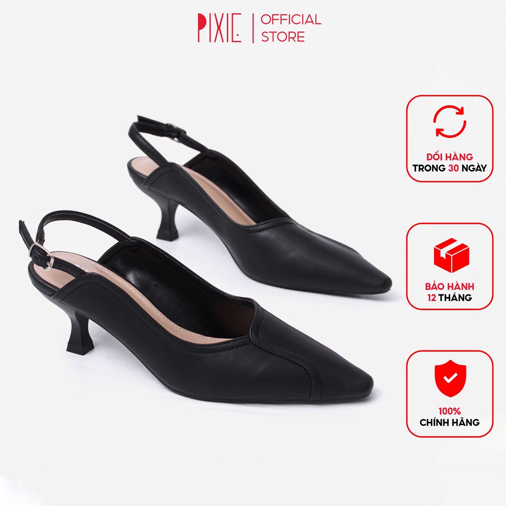 Giày Cao Gót 5cm Bít Mũi Viền Chần Chỉ Pixie X736