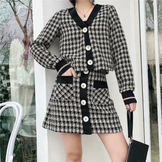[SẴN] SET DẠ TWEED KẺ SIÊU XINH