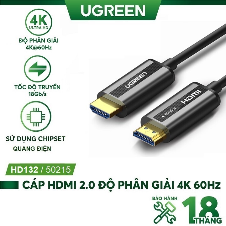 Cáp HDMI 15M chuẩn 2.0 sợi quang hỗ trợ 4K/60Hz Ugreen 50215