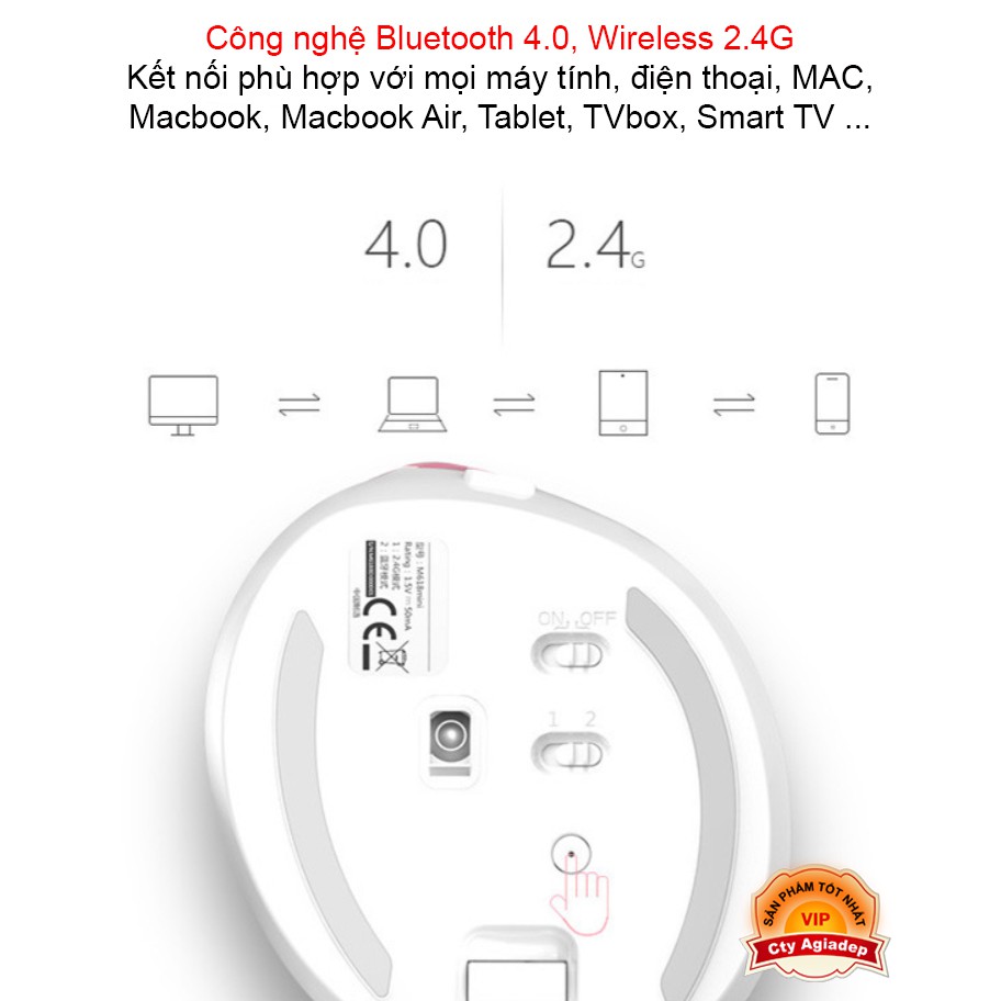 Chuột bluetooth không dây siêu xịn ergonomics chuột máy tính hình khối chống mỏi tay ADG M618