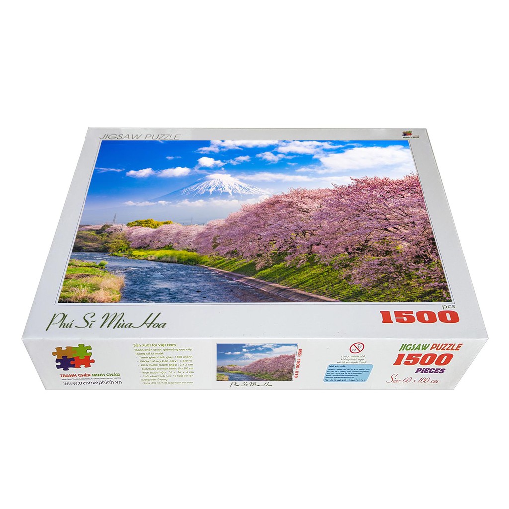 Bộ tranh xếp hình jigsaw puzzle cao cấp 1500 mảnh – Phú Sĩ Mùa Hoa (60x100cm)