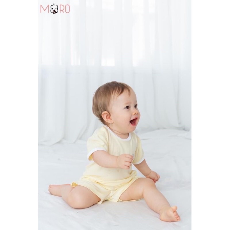 MORO chính hãng - Bộ ngắn tay cài vai, vải gỗ sồi Modal MRM003
