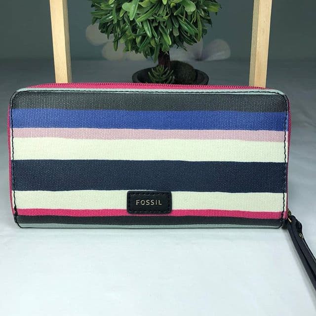 Ví cầm tay Fossil Eliza Clutch Multi Stripe, Blue