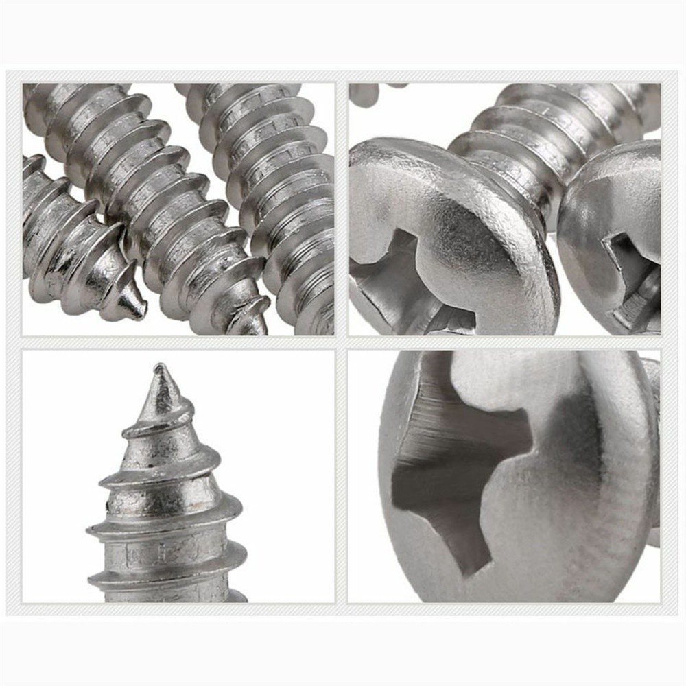 CACTU New Chipboard Wood Screws A2 Fully Threaded Cross Head Self Taping Stainless Steel Fasteners Pozi Countersunk