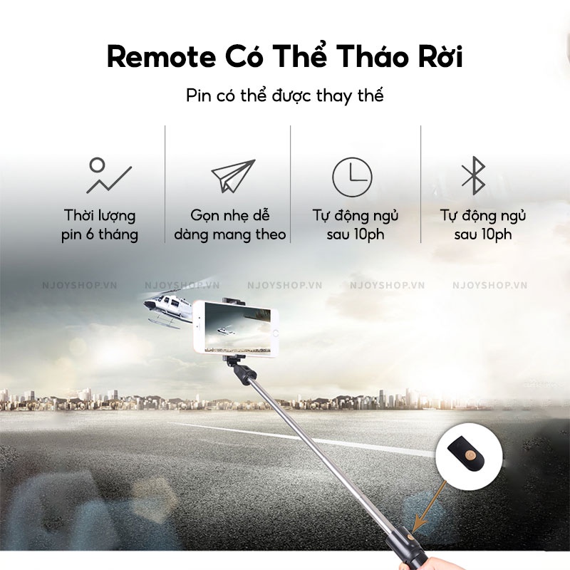 Gậy Tự Sướng Bluetooth K07 Dài 72cm Chống Rung Lắc Hỗ Trợ Chụp Ảnh Selfie Quay Phim Tiktok Livestream Tripod Njoyshop