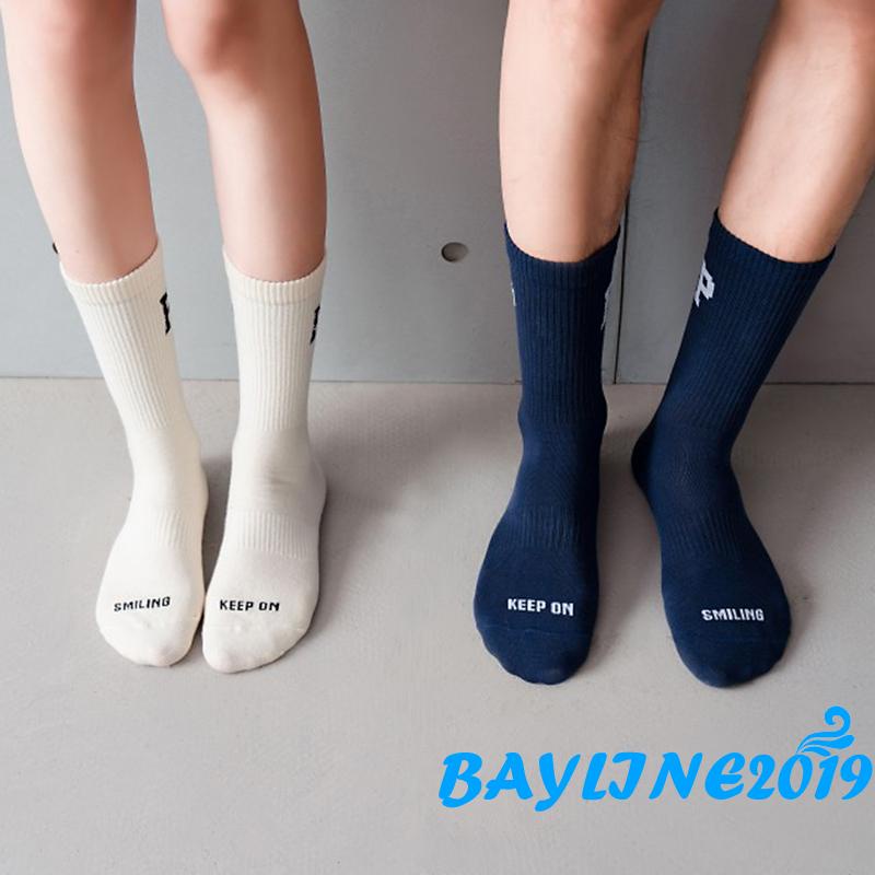 BAY- Tất thể thao dài co giãn in chữ phong cách đơn giản cho nữ