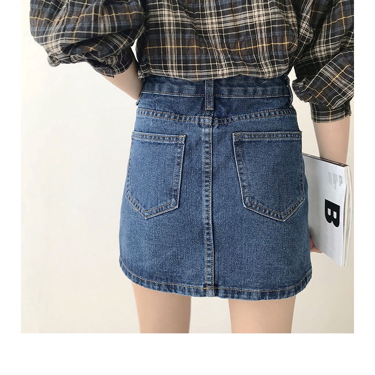 Chân váy jean ngắn dáng trơn 2022, chân váy bò dáng ngắn trơn hàng Quảng Châu