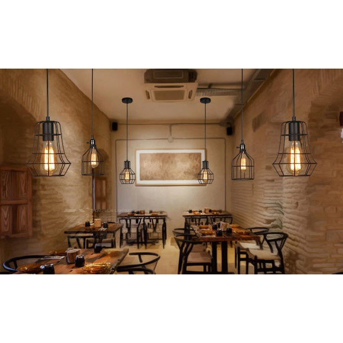 Đèn Thả Khung Sắt Nghệ Thuật, Đèn Thả Bàn Ăn Phòng Khách Phòng Ngủ Thiết Kế Nhiều Mẫu Độc Đáo (Gồm Bóng Đèn)