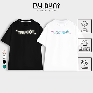 Áo thun cặp đôi By.duni form rộng tay lỡ mẫu NÓC NHÀ/TRỤ CỘT hình in phản quang Unisex có màu xanh lá local brand hot