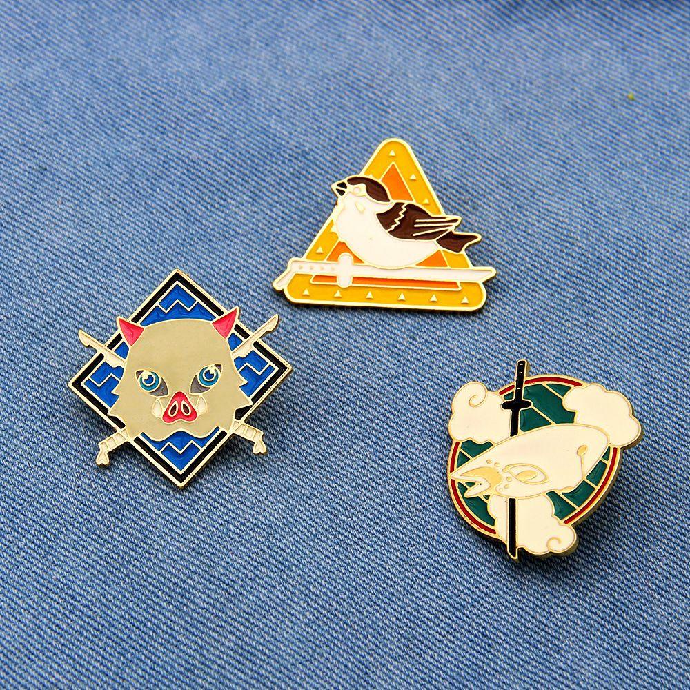 Ghim Cài Áo Bằng Kim Loại Họa Tiết Hoạt Hình Demon Slayer 15H