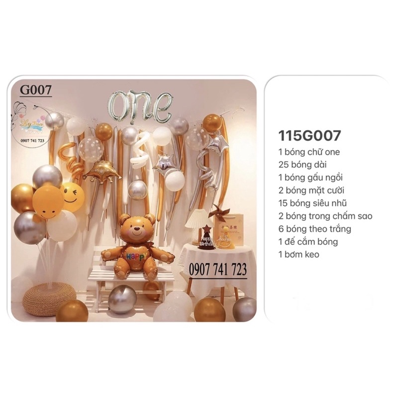 Trang trí sinh nhật, [FREESHIP] Set gấu ngồi style Hàn xinh lung linh