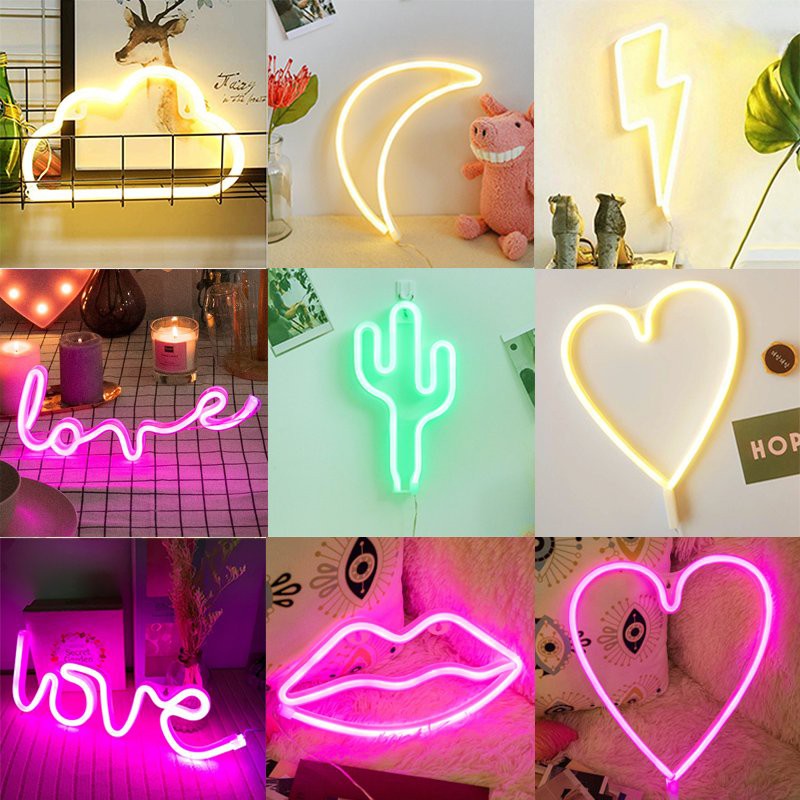 Đèn led neon Trang Trí Nhiều hình Decor Phòng Ngủ Home Trendy Nhiều Mẫu Gắn Tường ánh sáng long lanh