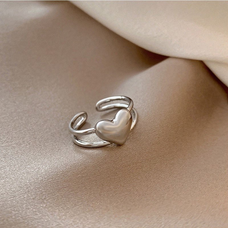 Nhẫn đeo tay hai mặt hình trái tim phong cách Hàn Quốc cá tính cho nữ