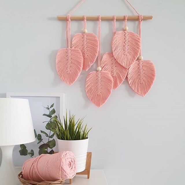 Lá macrame treo tường