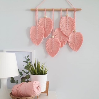 Lá macrame treo tường