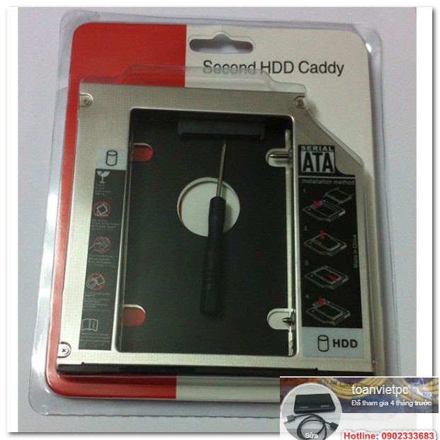 HDD Caddy bay 2.5inch 12.7mm, khay ổ cứng thay thế ổ dvd, cd cho laptop