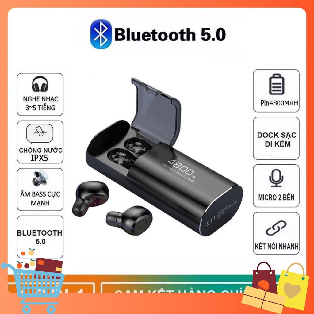 Tai nghe Bluetooth Kiêm Sạc Dự Phòng Amoi S11 TWS 4800 mAh Công Nghệ 5.0 Không Dây Nghe Nhạc Sống Động janna.shop9 | BigBuy360 - bigbuy360.vn