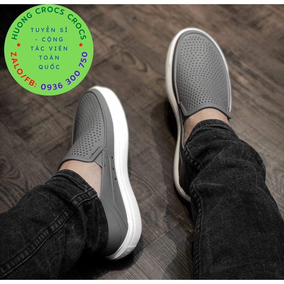 GIÀY NHỰA CROS CITILANE ROKA SLIP ON CHO NAM MÀU XÁM XUẤT XỊN FULL BOX