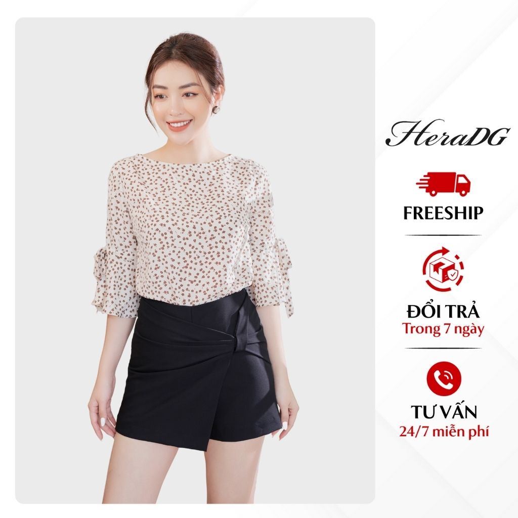Quần Short Nữ HeraDG Thiết Kế Giả Váy Nơ Xoắn Tinh Tế, Chất Vải Tuytsi Cao Cấp SQSBA003