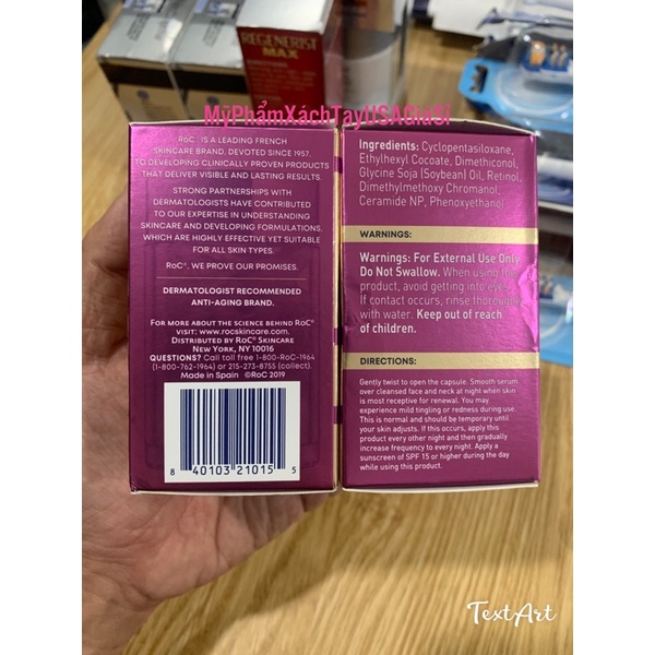 Tinh chất dạng viên chống nhăn da roc roc retinol correxion line smoothing night serum capsules 30viên Hàng Pháp