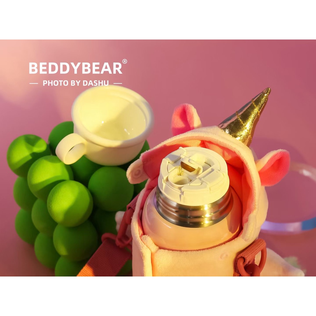 Bình giữ nhiệt trẻ em Beddybear - 3 Nắp thay thế - Unicorn - Kỳ lân Hồng 2.0 - 630ml - RT104-630-KYLAN2 - Chất liệu 316