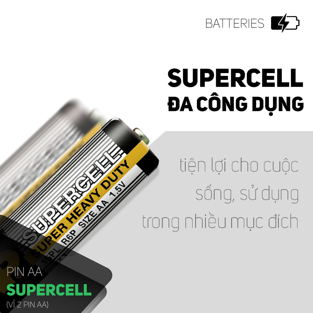 Pin đũa GP Supercell AAA 1.5V (2 viên),Pin AAA GP,Pin chuột máy tính,Pin điều hoà,Pin điều khiển quạt,....