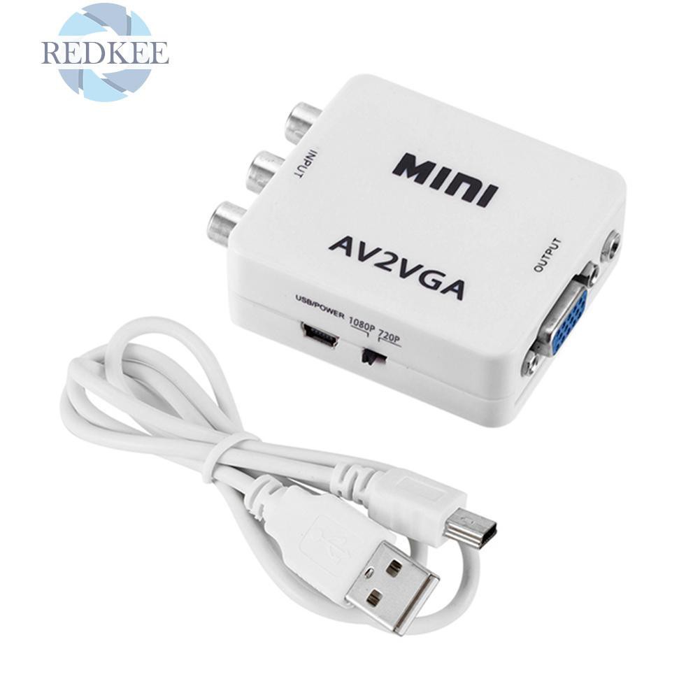Đầu Chuyển Đổi Từ Av Rca Cvbs Sang Vga Redkee Mini Hd Av2Vga Chuyên Dụng