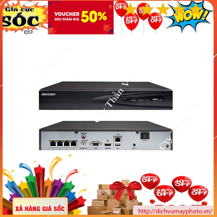 Đầu ghi hình IP Hik vỏ sắt – có POE, mã DS-7604NI-K14P (và mã DS-7608NI-K18P) (hỗ trợ tối đa camera 8mp )