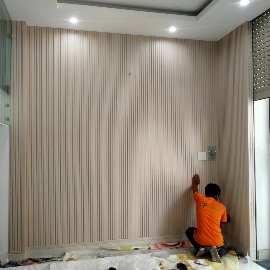 Tấm ốp tường, tấm ốp lam sóng, tâm lam gỗ nhựa conposite, Tấm vân đá giả xi mang tấm nhựa pvc giả gỗ Hàng Dài 1,45 mét