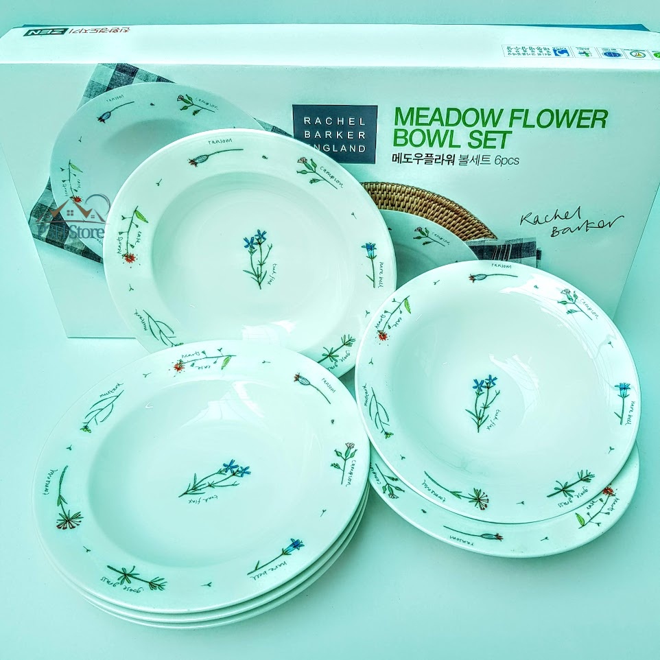 Bộ 6 dĩa đựng soup sâu lòng Meadow Flower bằng sứ cao cấp SLT659