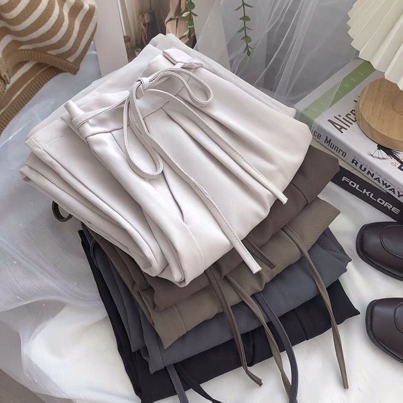 Quần Tây Âu Dáng Suông công sở nữ đẹp kiểu Hàn Quốc form rộng thắt nơ A.A