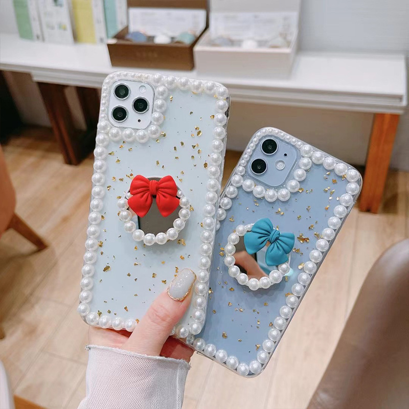 Ốp lưng đính hạt ngọc trai nhân tạo dễ thương phong cách Hàn Quốc cho IPhone 12mini IPhone 11promax XS XR | BigBuy360 - bigbuy360.vn