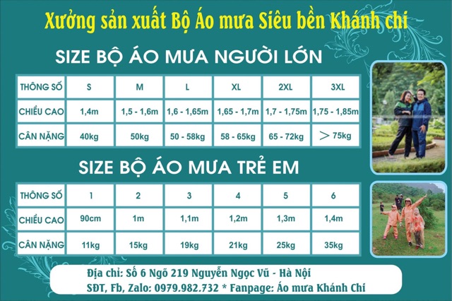 Áo Mưa Bộ (2 lớp) Người Lớn KHÁNHCHI