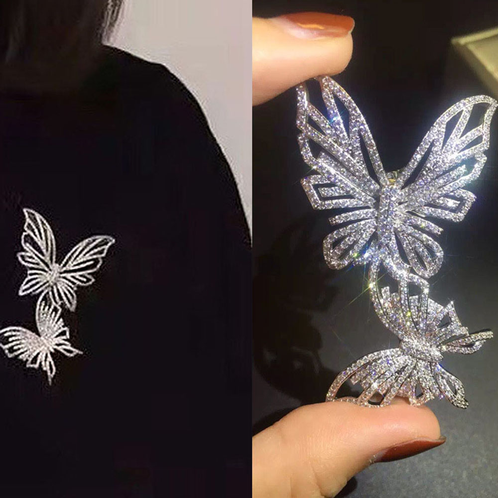 Ghim Cài Áo Hình Bướm Đính Đá Nhân Tạo Thời Trang Cho Nữ