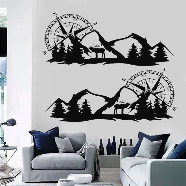 Decal S12 Dán Xe Suv Rv Hình Núi Và La Bàn Tem Dán Xe Dài Siêu Bền Đẹp Trangdiemxe