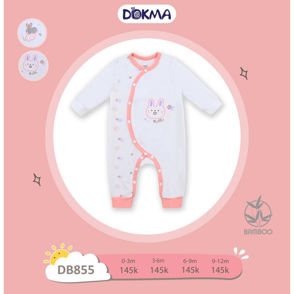 ✔️ 3-9M Body liền quần, bodysuit sợi tre Dokma DB855 - Babystore
