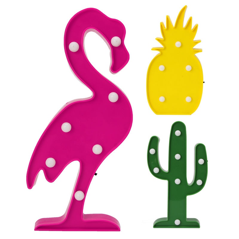 Đèn LED 3D 7 Bóng Hình Chim Hồng Hạc Chạy Bằng Pin Tiện Dụng