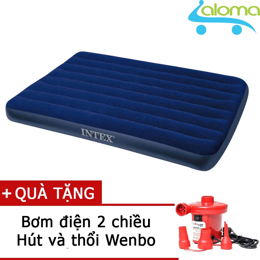 (kèm bơm)Đệm hơi Intex 68758 (137x191x22cm) chất liệu cao su phủ nhung siêu bền thư giãn tuyệt đối
