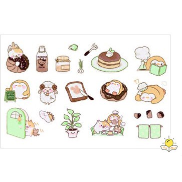 Set 45 sticker hoạt hình dễ thương - nhãn dán hình động vật gấu trúc, chú mèo, chú chó