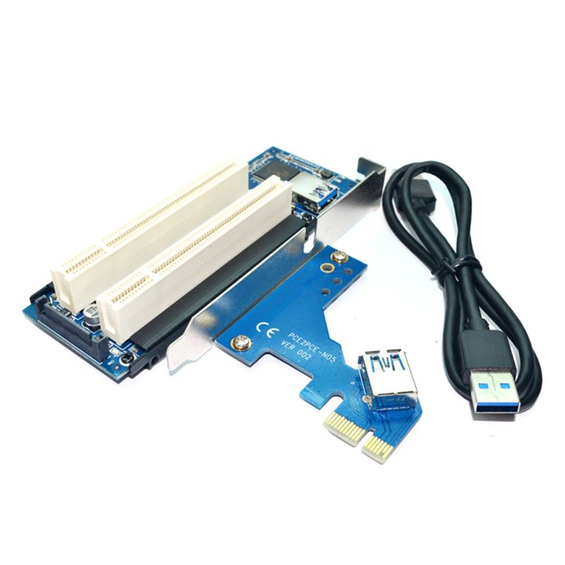 Card Mở Rộng PCI-E Express X1 Sang Dual PCI Kèm Dây Cáp USB Cho WIN2000 / XP / Vista / Win7 / Win8 / LINUX Thẻ